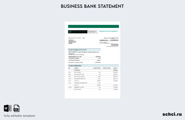 цифровая загрузка выписки по текущему счету предприятия Credit Agricole Bank Шаб